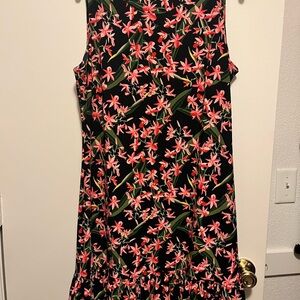 Tommy Hilfiger Black Dress with Pink and Green Floral Pattern